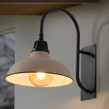 Stanley 12.25" Farmhouse Industrial Indoor/Outdoor Iron LED Gooseneck Arm Outdoor Sconce